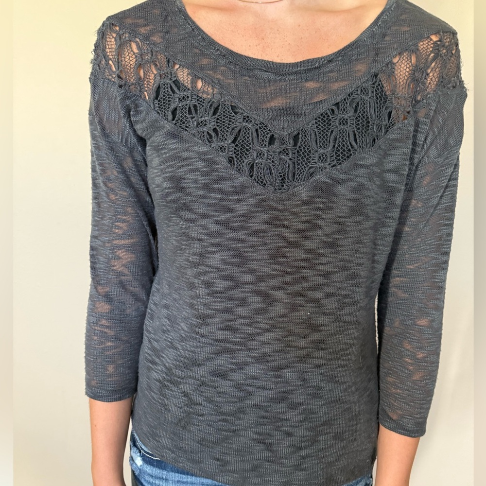 Daytrip Charcoal Lace Women's Blouse